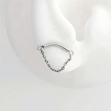 16G ASTM F136 Titanium Curved Bar with Single Double Chain Labret Stud Earring
