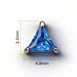 16G ASTM F136 Titanium Triangle CZ Labret Stud Internal Thread