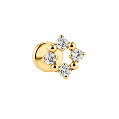16G ASTM F136 Titanium Square Labret Sutd with 4 Round CZ 0433