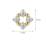 16G ASTM F136 Titanium Square Labret Sutd with 4 Round CZ 0433