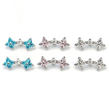 16G ASTM F136 Titanium 4 Clover Round CZ Labret Stud Earring