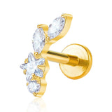 16G ASTM F136 Titanium Star CZ Marqusie CZ Labret Stud Earring