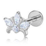 16G ASTM F136 Titanium 3 Marqusie CZ Flower Labret Stud Earring
