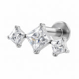16G ASTM F136 Titanium 3 Square CZ Cluster Labret Stud 0449