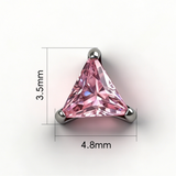 16G ASTM F136 Titanium Triangle CZ Labret Stud Internal Thread