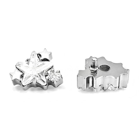 16G ASTM F136 Titanium Star Labret Stud Internal Thread