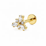 16G ASTM F136 Titanium 3 Marquise CZ Fan Labret Stud 0435
