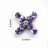 16G ASTM F136 Titanium Cross Rectangle CZ Labret Stud Internal Thread