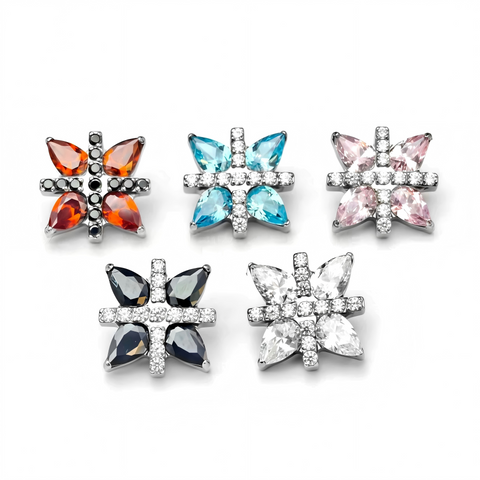 16G ASTM F136 Titanium Star Waterdrop CZ Butterfly Labret Stud Earring