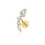 16G ASTM F136 Titanium Snake with Waterdrop CZ Leaf Labret Stud Earring 0211