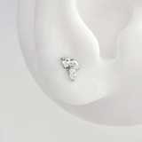 16G ASTM F136 Titanium 3 Waterdrop CZ Labret Stud Earring