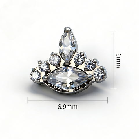 16G ASTM F136 Titanium Tribe Crown Labret Stud Internal Thread