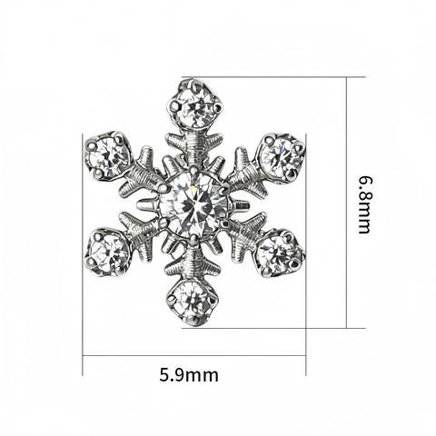 16G ASTM F136 Titanium Snow CZ Labret Stud Internal Thread