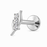 16G ASTM F136 Titanium 3CZ Beans Labret Stud Earring 0457