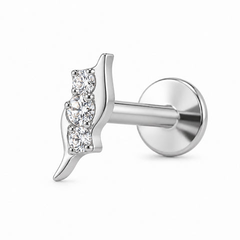 16G ASTM F136 Titanium 3CZ Beans Labret Stud Earring 0457