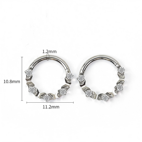 16G ASTM F136 Titanium Butterfly Cut Hinged Segment Ring Septum Clicker Daith Ring