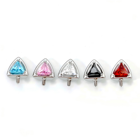 16G ASTM F136 Titanium Cat Ear Triangle CZ Labret Stud Earring