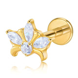 16G ASTM F136 Titanium 3 Marqusie CZ Flower Labret Stud Earring