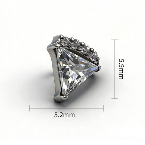 16G ASTM F136 Titanium Triangle CZ Labret Stud Internal Thread