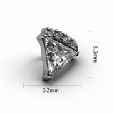 16G ASTM F136 Titanium Triangle CZ Labret Stud Internal Thread