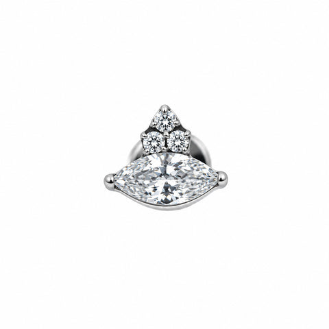 16G ASTM F136 Titanium Eye with 3 CZ Labret Stud Marquise CZ 0440