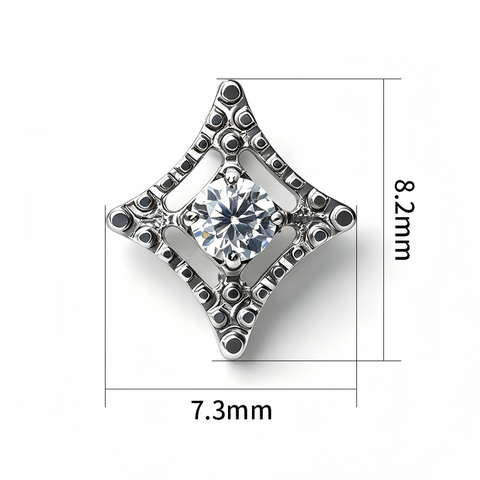 16G ASTM F136 Titanium Rhombus with CZ Labret Stud Internal Thread