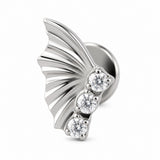16G ASTM F136 Titanium Butterfly with 3CZ Labret Stud Earring 0455