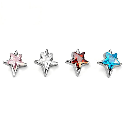 16G ASTM F136 Titanium Spike Cone Star Labret Stud Internal Thread