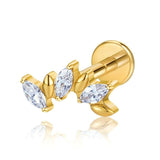 16G ASTM F136 Titanium 3 Marqusie CZ and 2 Metal Marqusie Labret Stud Earring