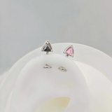 16G ASTM F136 Titanium Cat Ear Triangle CZ Labret Stud Earring