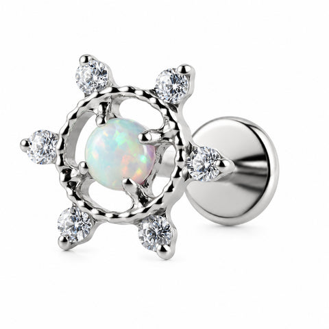 16G ASTM F136 Titanium Opal Labret Stud 0460