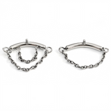 16G ASTM F136 Titanium Curved Bar with Single Double Chain Labret Stud Earring