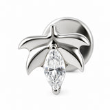 16G ASTM F136 Titanium Leaf with Marquise CZ Labret Stud 0450