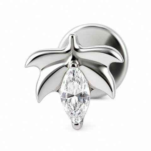 16G ASTM F136 Titanium Leaf with Marquise CZ Labret Stud 0450