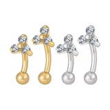 16G ASTM F136 Titanium Triangle CZ Rook Curved Barbell Labret Stud Earring