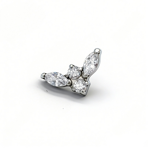 16G ASTM F136 Titanium Wing Marquise CZ Labret Stud Internal Thread