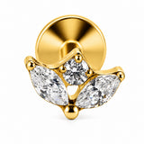 16G ASTM F136 Titanium Leaf with 2 Marquise CZ Labret Stud Earring 0452