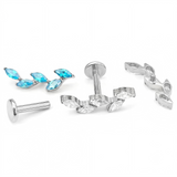16G ASTM F136 Titanium 5 Marquise Leaf Labret Stud Earring