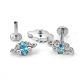 16G ASTM F136 Titanium Rhombus Marquise CZ Labret Stud Earring