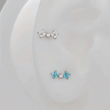 16G ASTM F136 Titanium 4 Clover Round CZ Labret Stud Earring