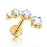 16G ASTM F136 Titanium 4 Square CZ Labret Stud Earring