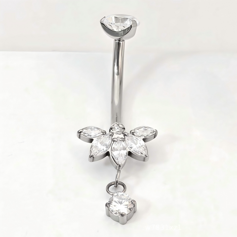 14G ASTM F136 Titanium Pendant Dangle 5 Marquise Belly Button Ring