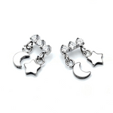 16G ASTM F136 Titanium 3CZ Pendant Dangle Moon Star Labret Stud Earring
