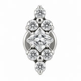 16G ASTM F136 Titanium Rectangle CZ with 6 Round CZ Labret Stud Earring 0458