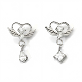 16G ASTM F136 Titanium Heart Wing Pendant Dangle Labret Stud Earring