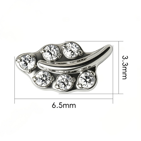 16G ASTM F136 Titanium Leaf Feather CZ Larbet Stud Internal Threaded