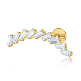 16G ASTM F136 Titanium 9 Rectangle CZ Labret Stud Earring