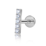 16G ASTM F136 Titanium Straight 5 CZ  Labret Stud Earring