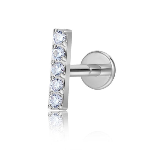 16G ASTM F136 Titanium Straight 5 CZ  Labret Stud Earring