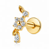 16G ASTM F136 Titanium 5CZ Flower with Marquise Labret Stud Earring 0459